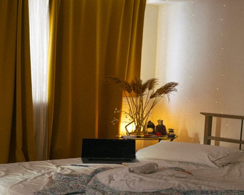 Cozy bedroom prepared for a restful night